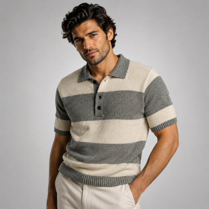 The Barangaroo Men’s Short Sleeve Knitted Polo Shirt Solid Color Breathable Top