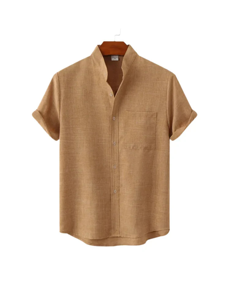 The Hamptons Men's Short Sleeve Collar Linen Shirt