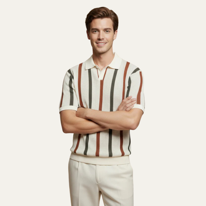 The Brianza Men’s Vintage Style Striped Knit Polo