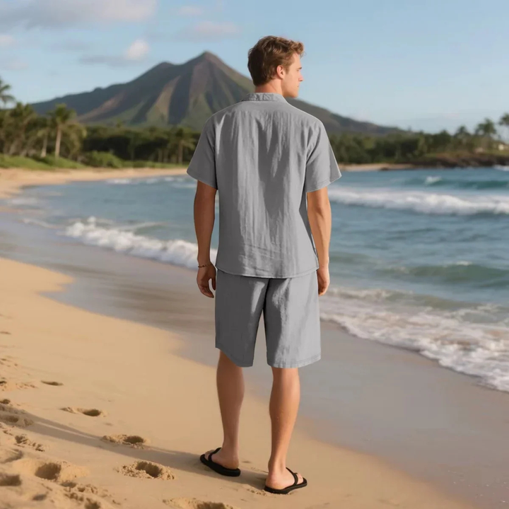 The Silverbrook Men’s Casual Retro Beach Set – Shirt & Shorts