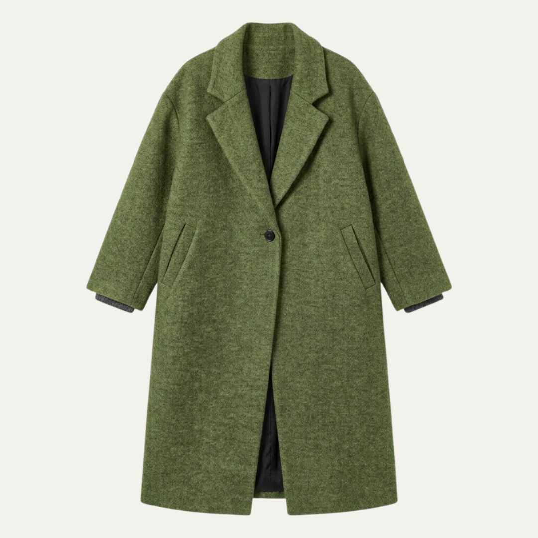 Women's Oversized Wool Blend Coat – Long Single Breasted Winter Overcoat