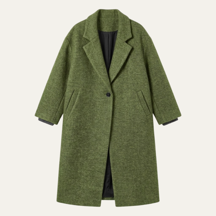 Women's Oversized Wool Blend Coat – Long Single Breasted Winter Overcoat