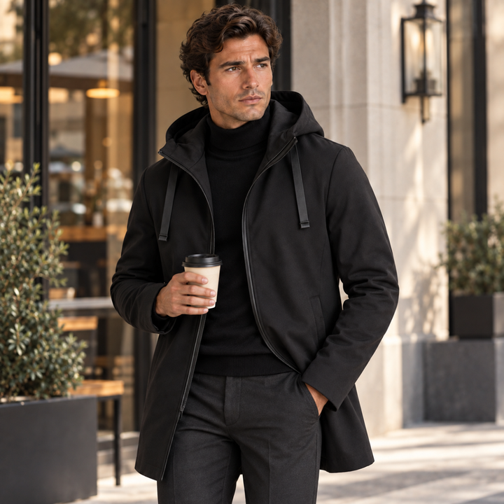 The Monarchs Men's Long Rain Jacket – Waterproof Windproof Hooded Coat