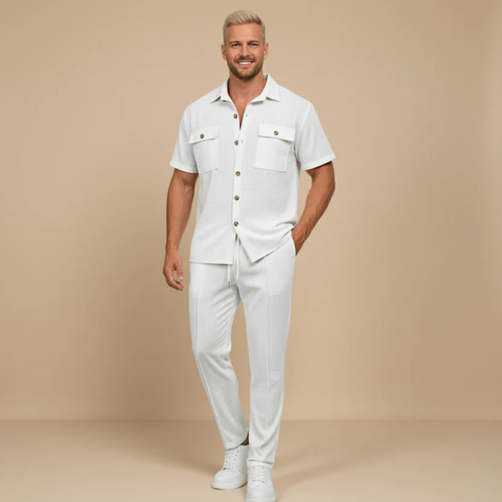 The Savigliano Men's Short Sleeve Shirt and Pants Set