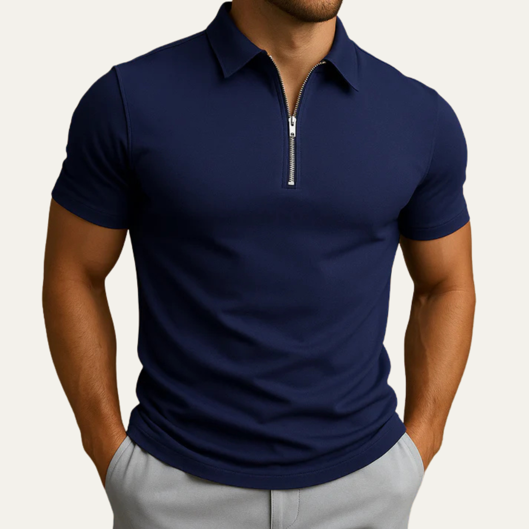 The Iseo Men's Short Sleeve Zip Polo