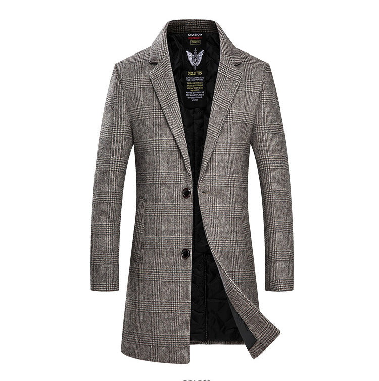 Men's Classic Plaid Wool Coat