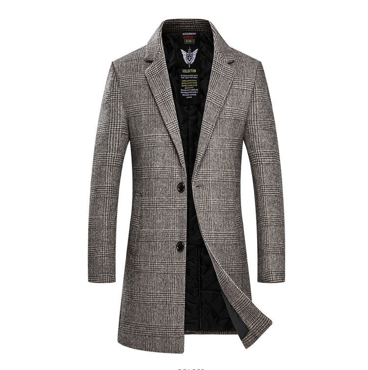 Men's Classic Plaid Wool Coat