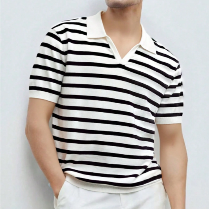 The Barangaroo Men’s Short Sleeve Knitted Polo Shirt Solid Color Breathable Top