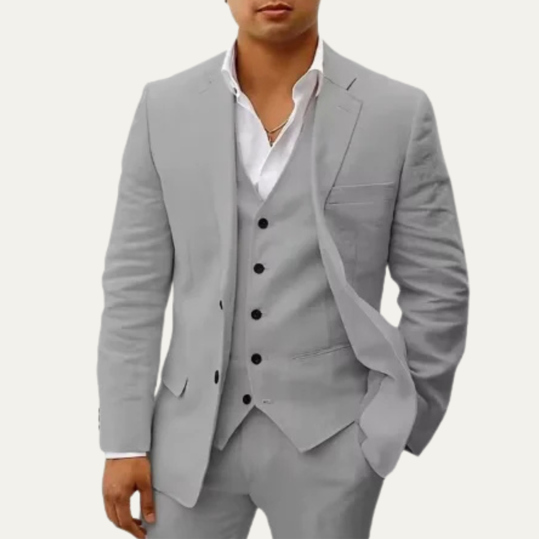 The Meadowlark Men’s Luxury 3 Piece Linen Summer Suit – Blazer, Vest & Pants