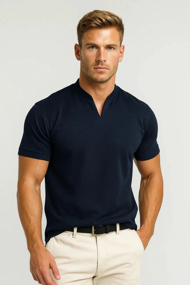 The Canberra Men's CasualSplit Collar Cotton T Shirt