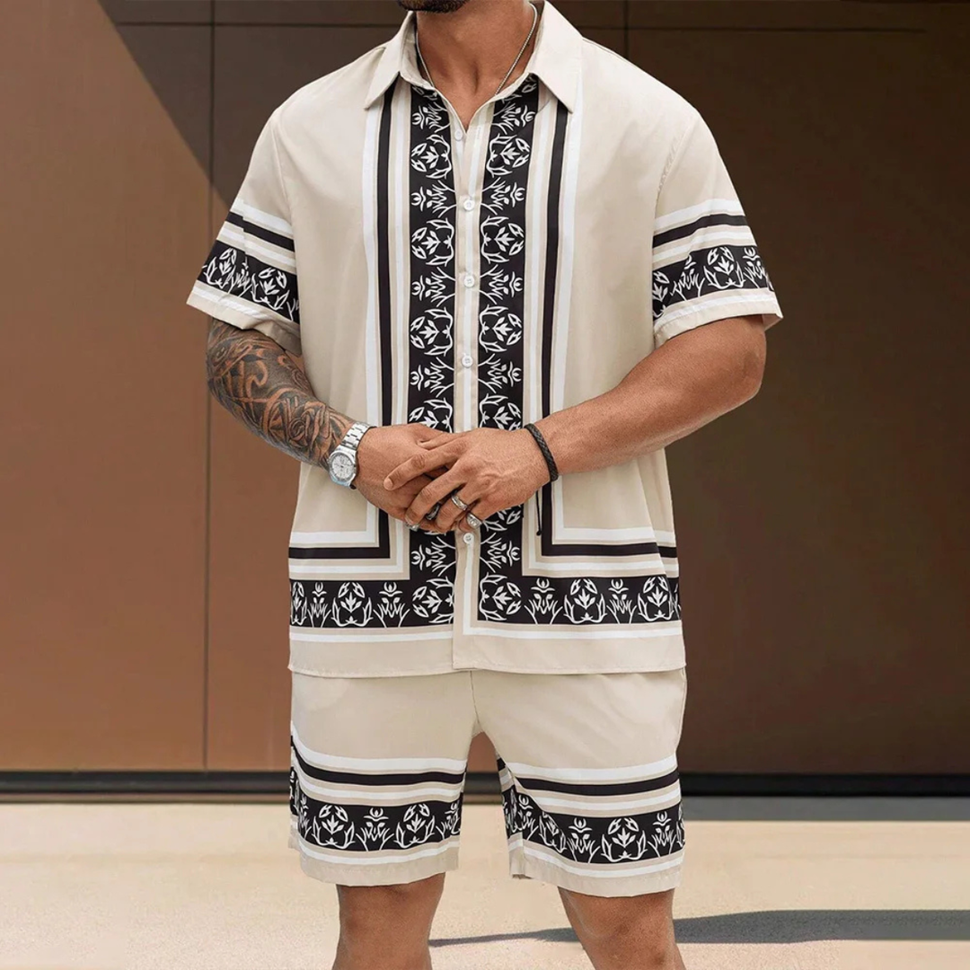 The Glenwood Ridge Men’s Casual Print Set – Shirt & Short