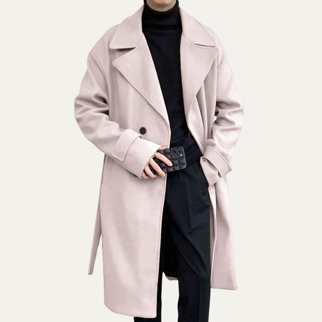Men's Wool Overcoat Black Long