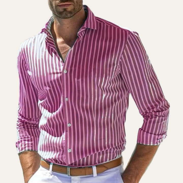 The Asheville Men’s Breathable Smart Fit Striped Linen Shirt