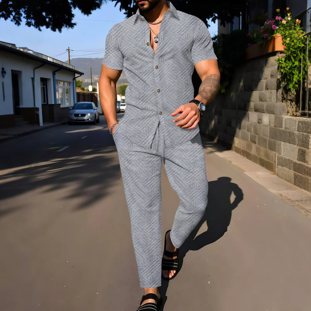 The Rosemont Men’s Shirt & Long Pants Two Piece Casual Set