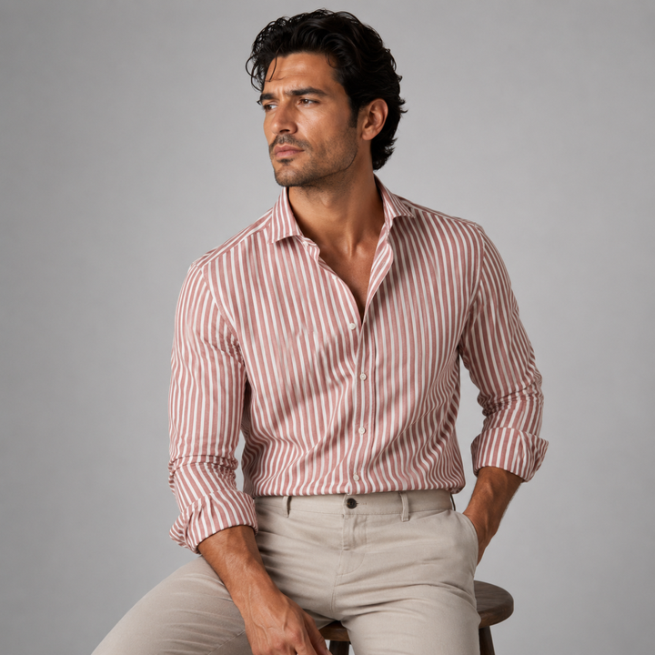 The Hilton Head Men’s Casual Smart Fit Striped Linen Shirt