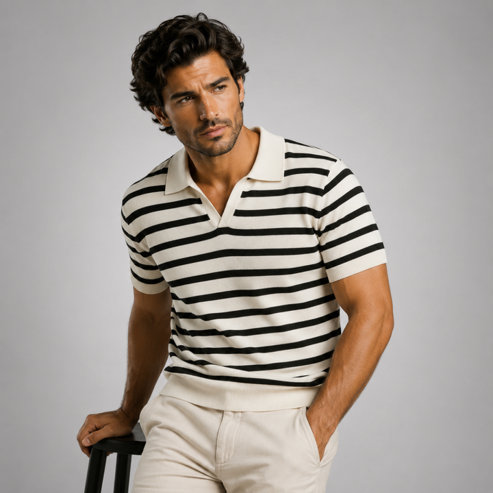 The Barangaroo Men’s Short Sleeve Knitted Polo Shirt Solid Color Breathable Top