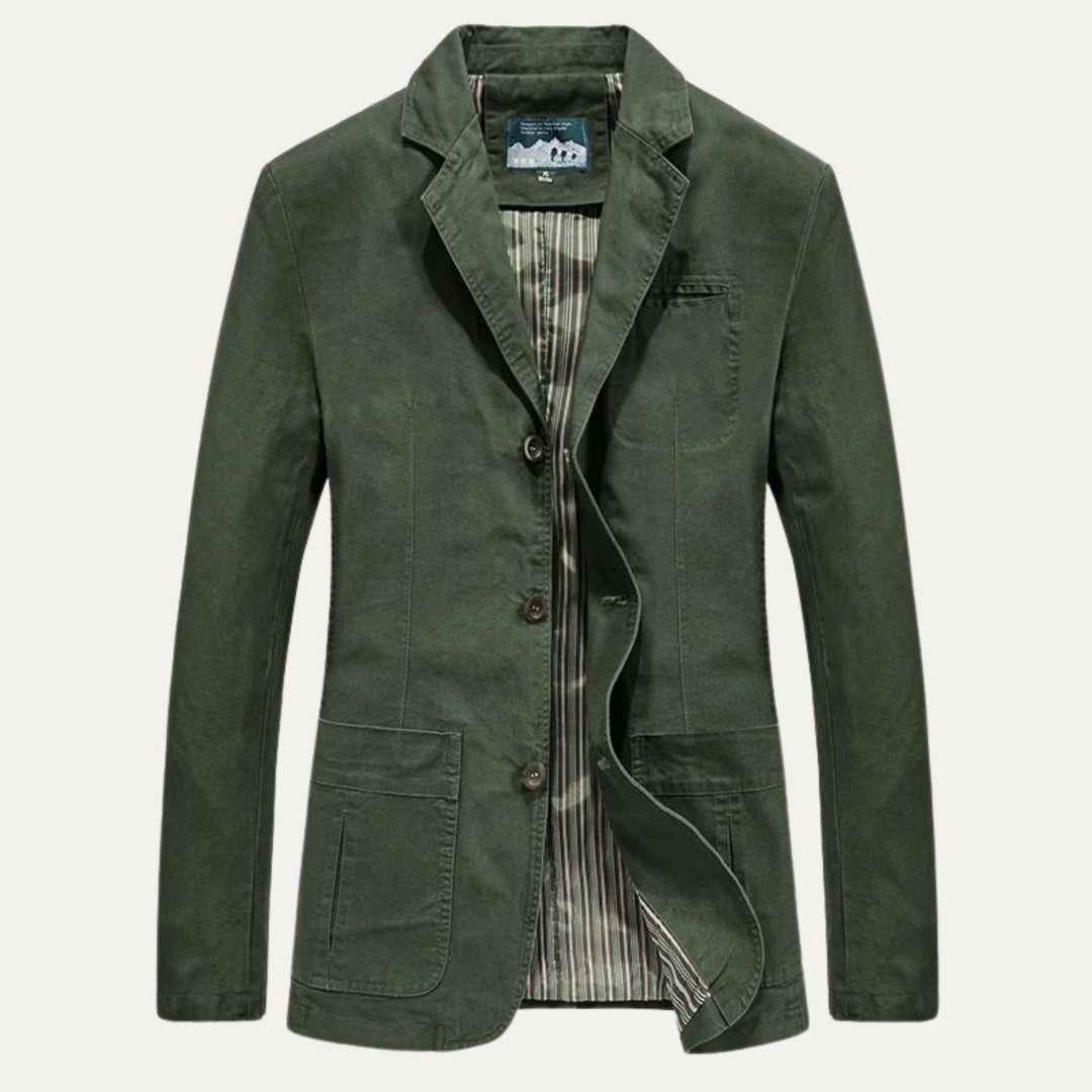 Men's Casual Cotton Blazer Olive Green Lined