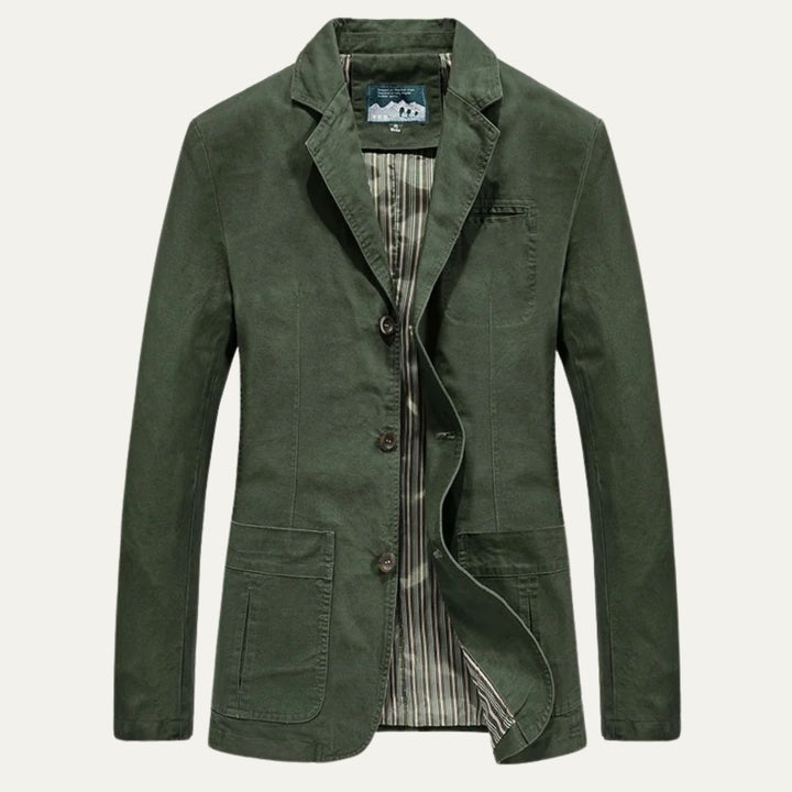 Men's Casual Cotton Blazer Olive Green Lined