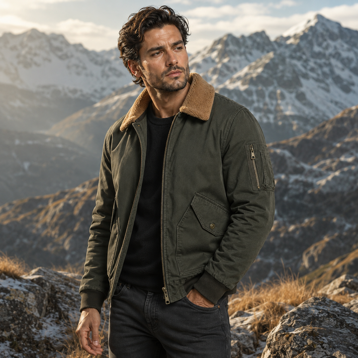 The Faircrest Men’s Warm Sherpa Lined Bomber Jacket