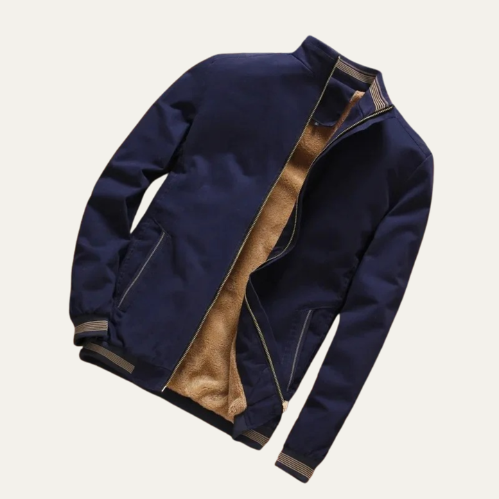 Men's Sherpa Fleece Lined Bomber Jacket Cream