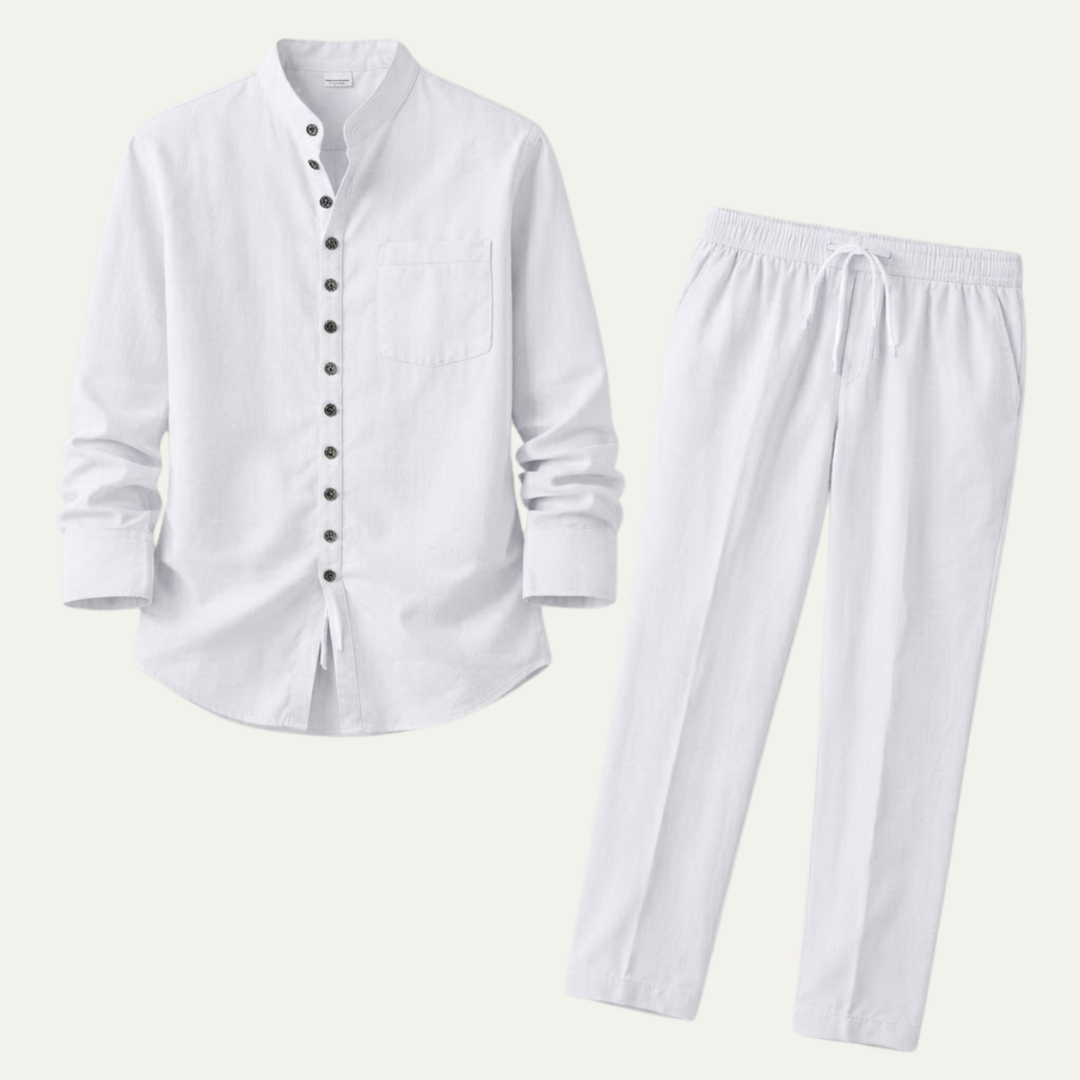 The Pineview Men’s Cotton Linen Two Piece Shirt Set