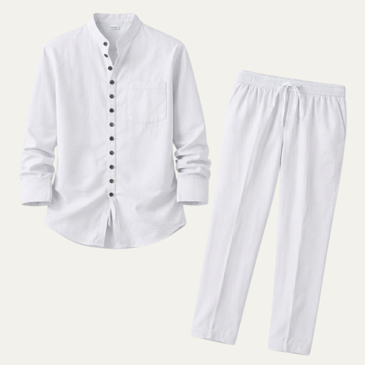 The Pineview Men’s Cotton Linen Two Piece Shirt Set