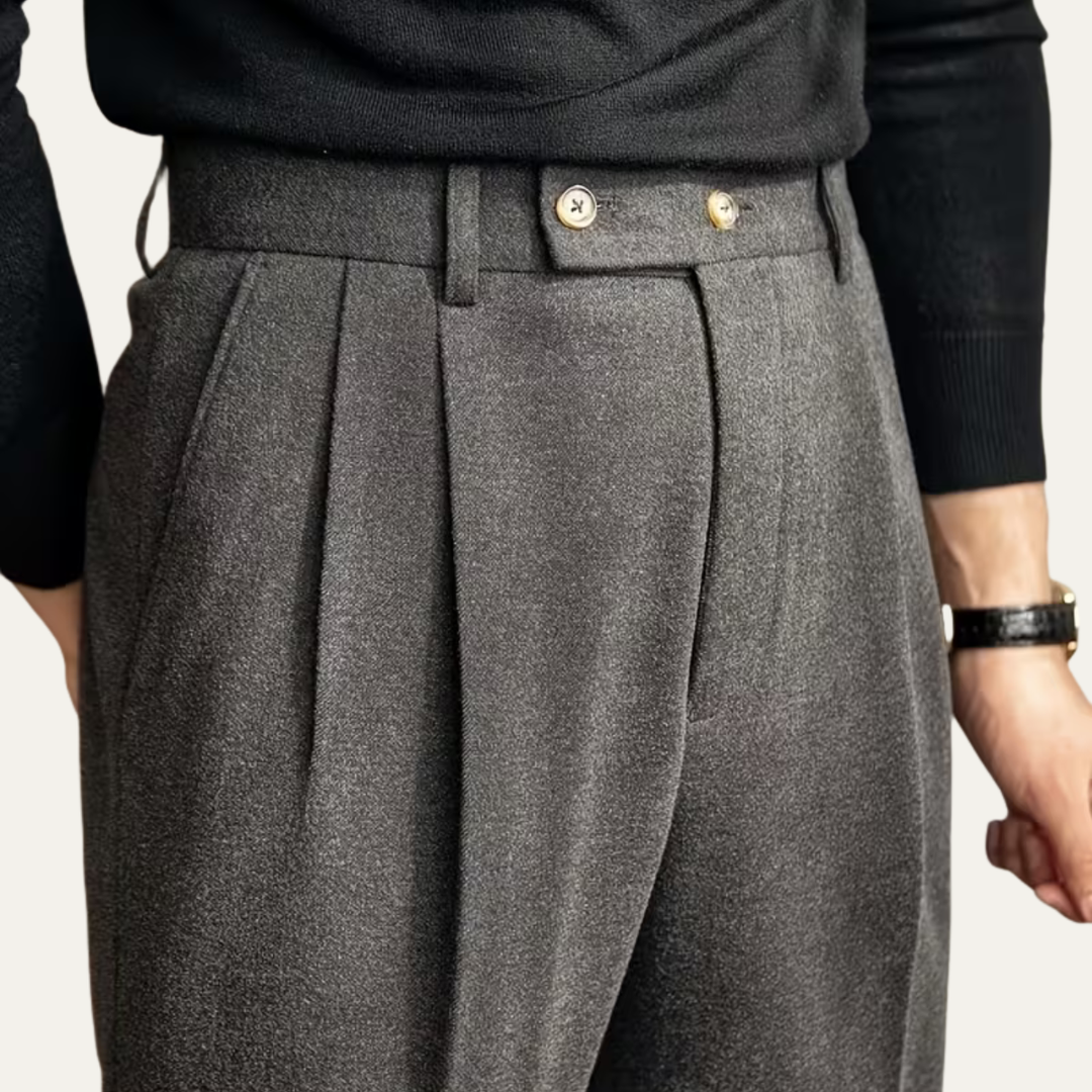 The Gold Coast Men’s High Waisted Pleated Straight Leg Dress Pants