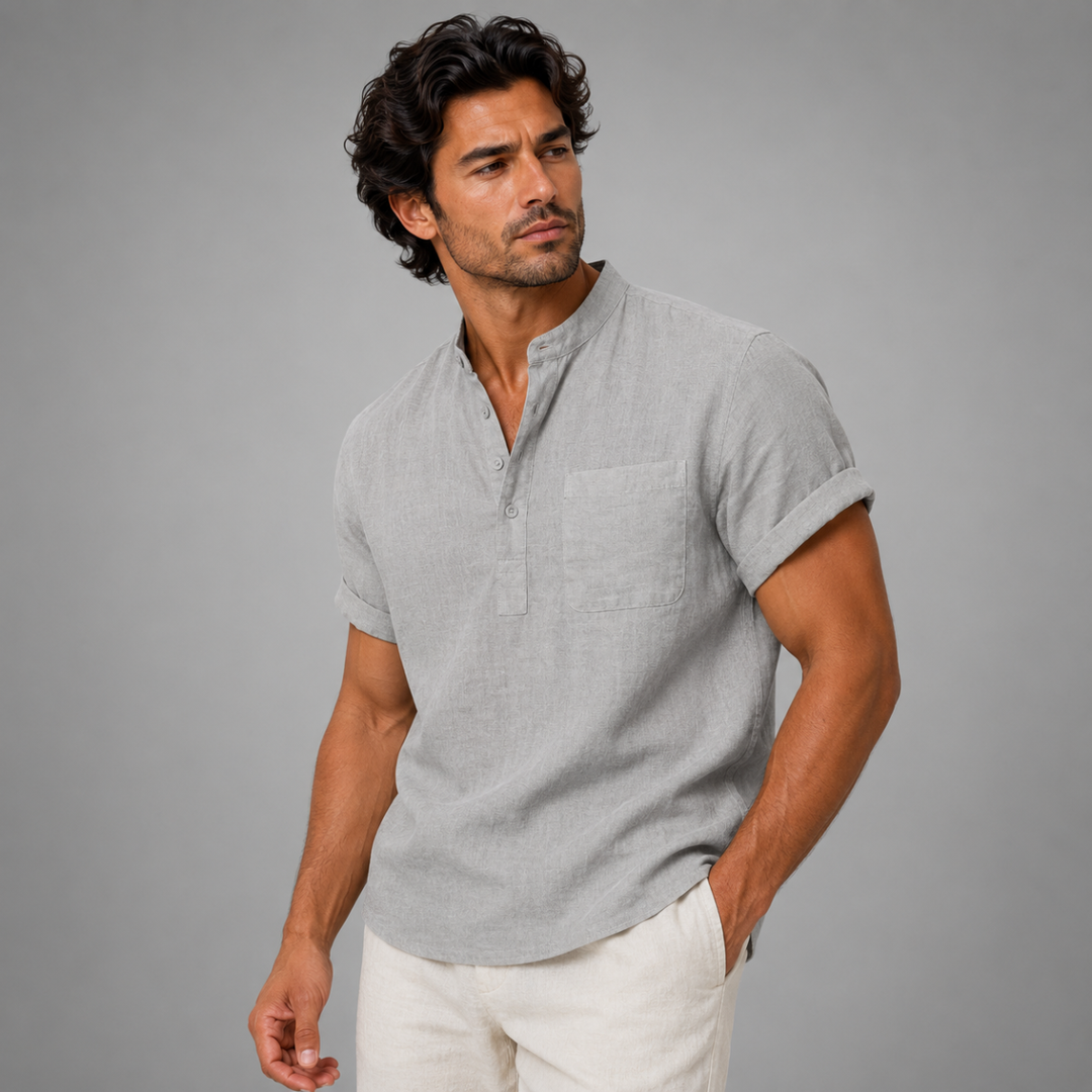 The Navigli Men’s Breathable Henley Linen Shirt