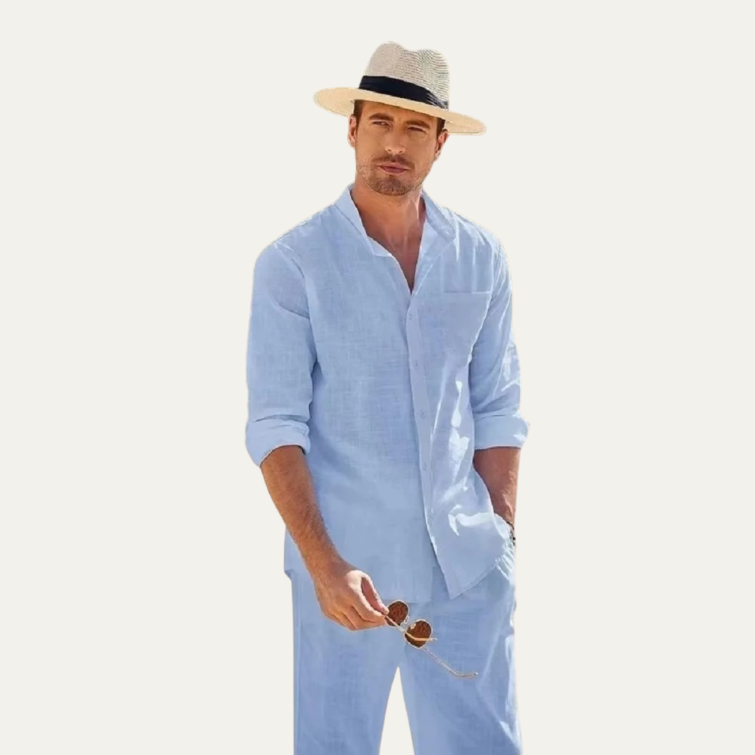 The Monferrato Men’s Linen Shirt and Pants Set – Casual Two Piece Outfit