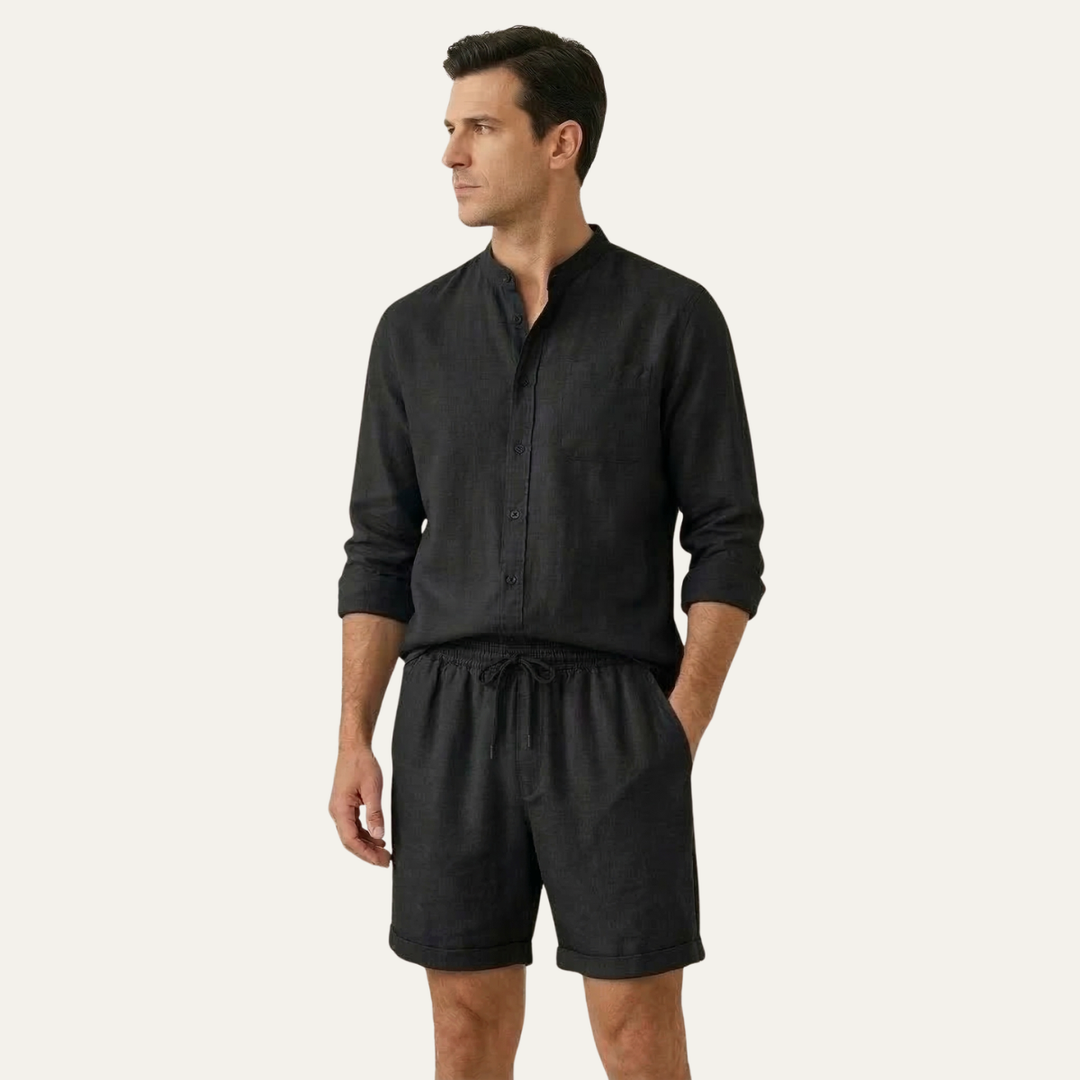 The Glenbrook Park Men’s Cotton Linen Set – Shirt & Shorts