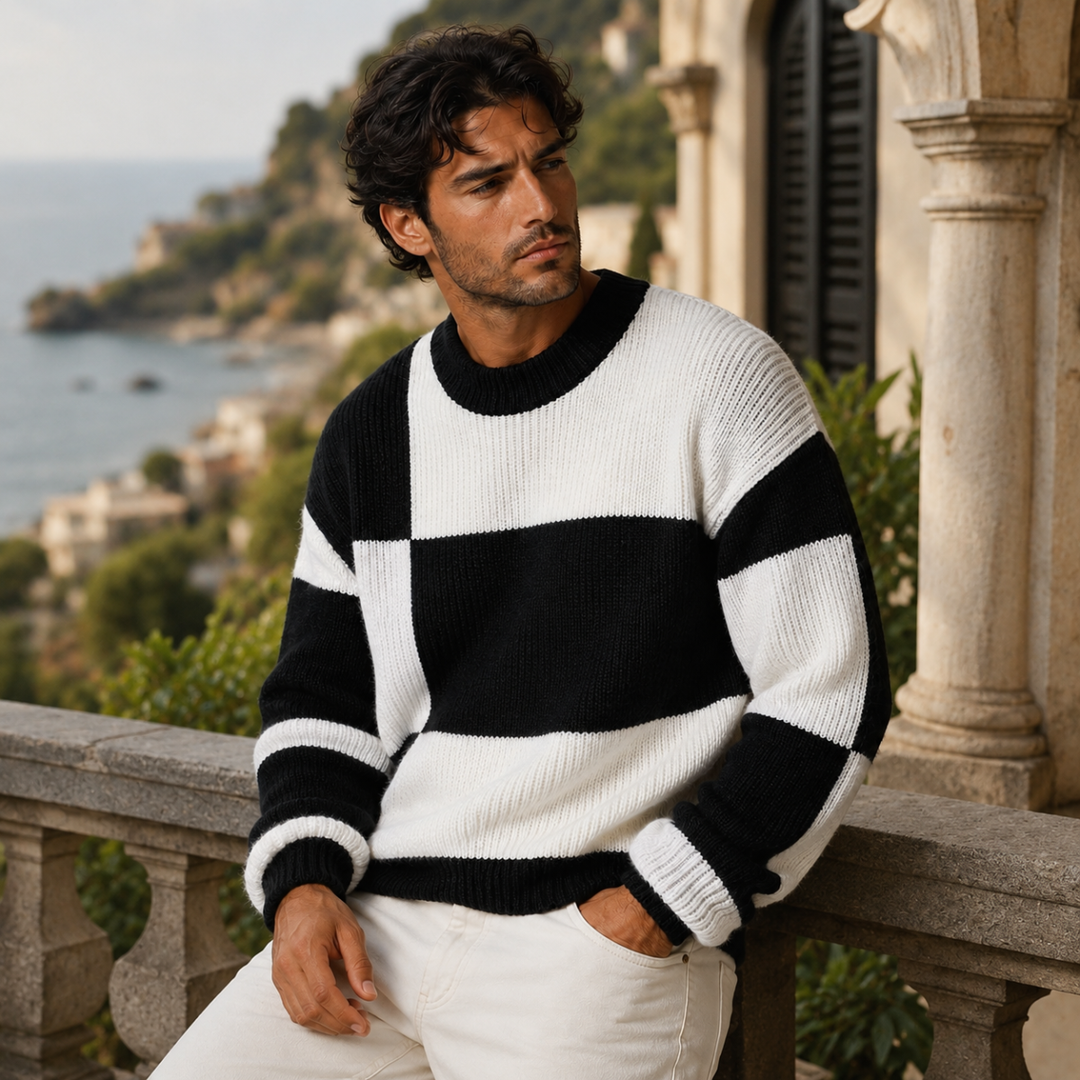 The Kirkwood Men’s Casual Round Neck Striped Knit Sweater