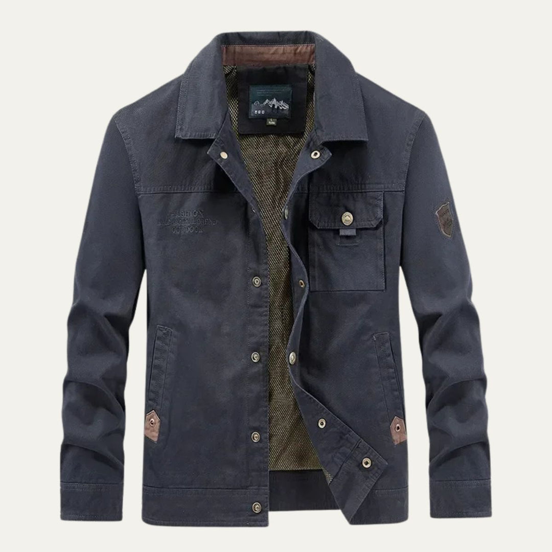 Men's Utility Jacket Beige Multi Pocket Casual