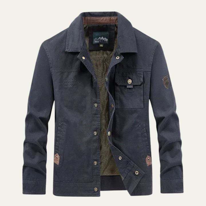 Men's Utility Jacket Beige Multi Pocket Casual
