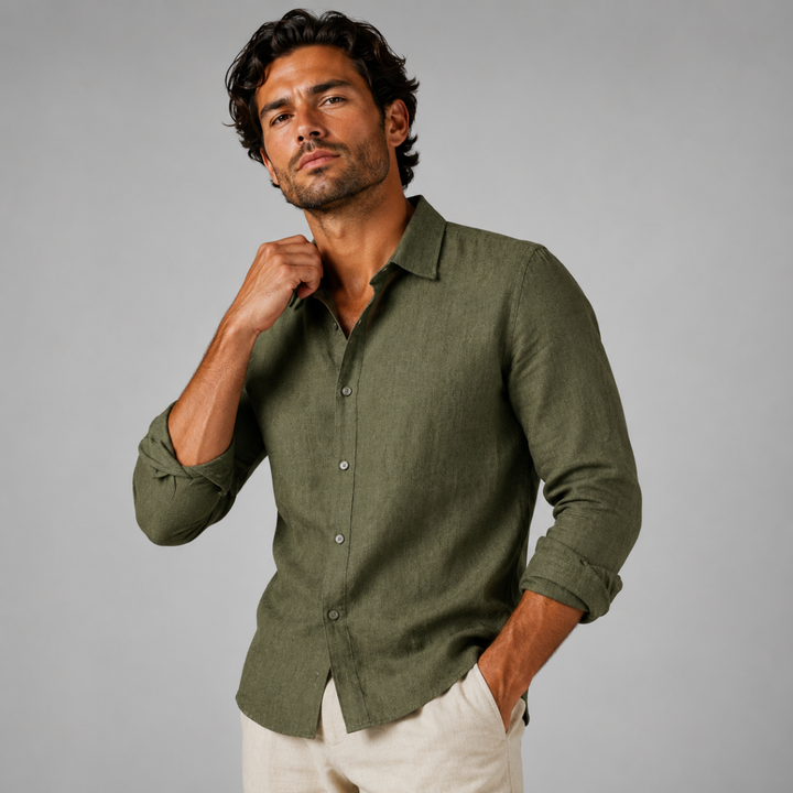 The Rancho Mirage Men’s Classic Breathable Summer Linen Shirt