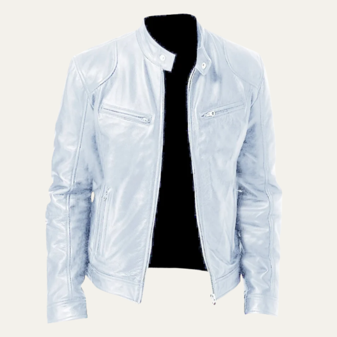 Men's Leather Jacket Burgundy Zip Up