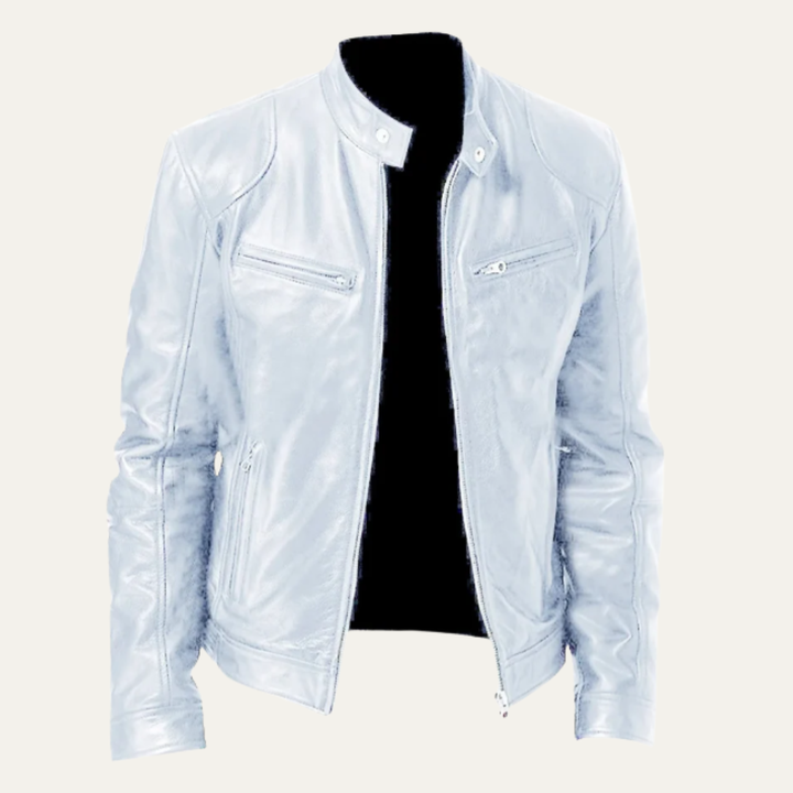 Men's Leather Jacket Burgundy Zip Up