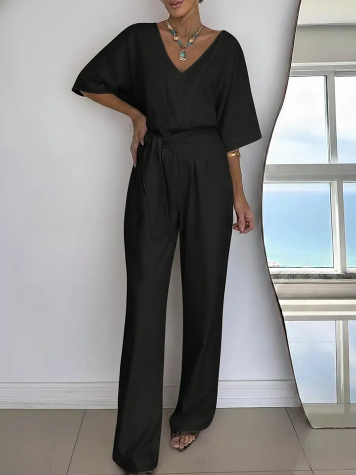 Women's Casual Ankle-Length Pocket Jumpsuit