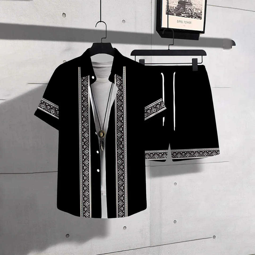 The Waterfall Park Men’s Trendy Print Set – Shirt & Short