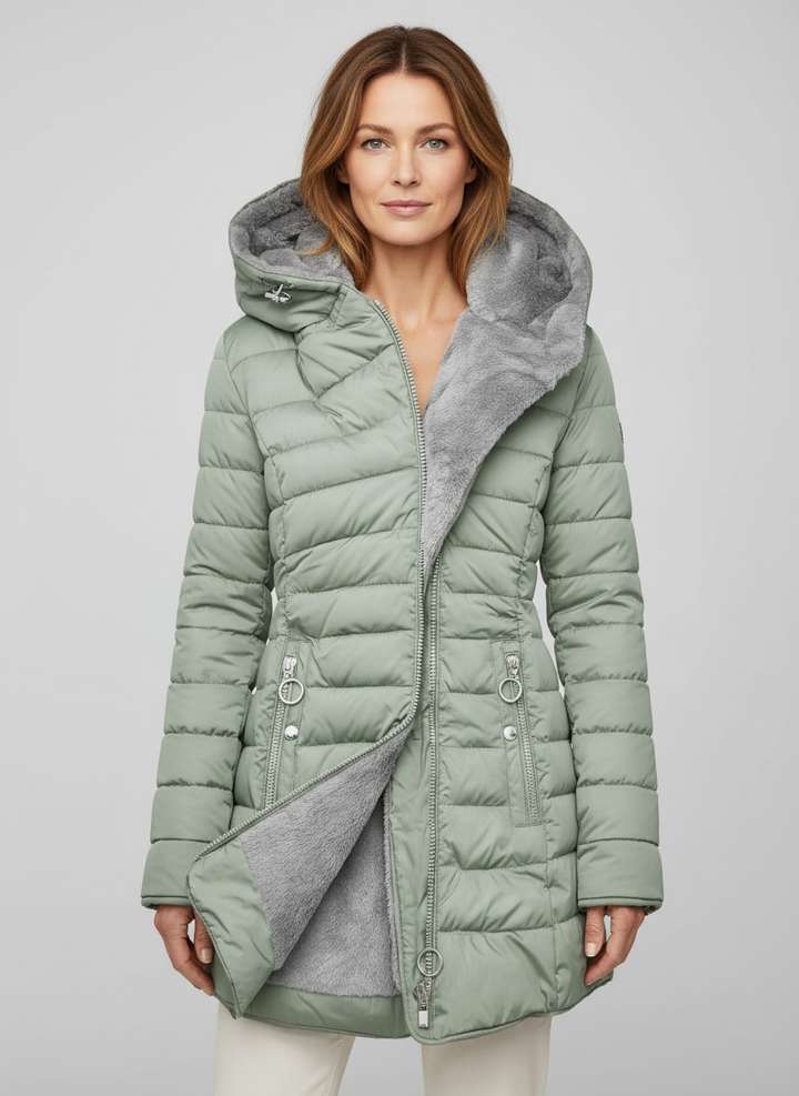 Women's Fur Hooded Puffer Coat – Long Quilted Winter Jacket