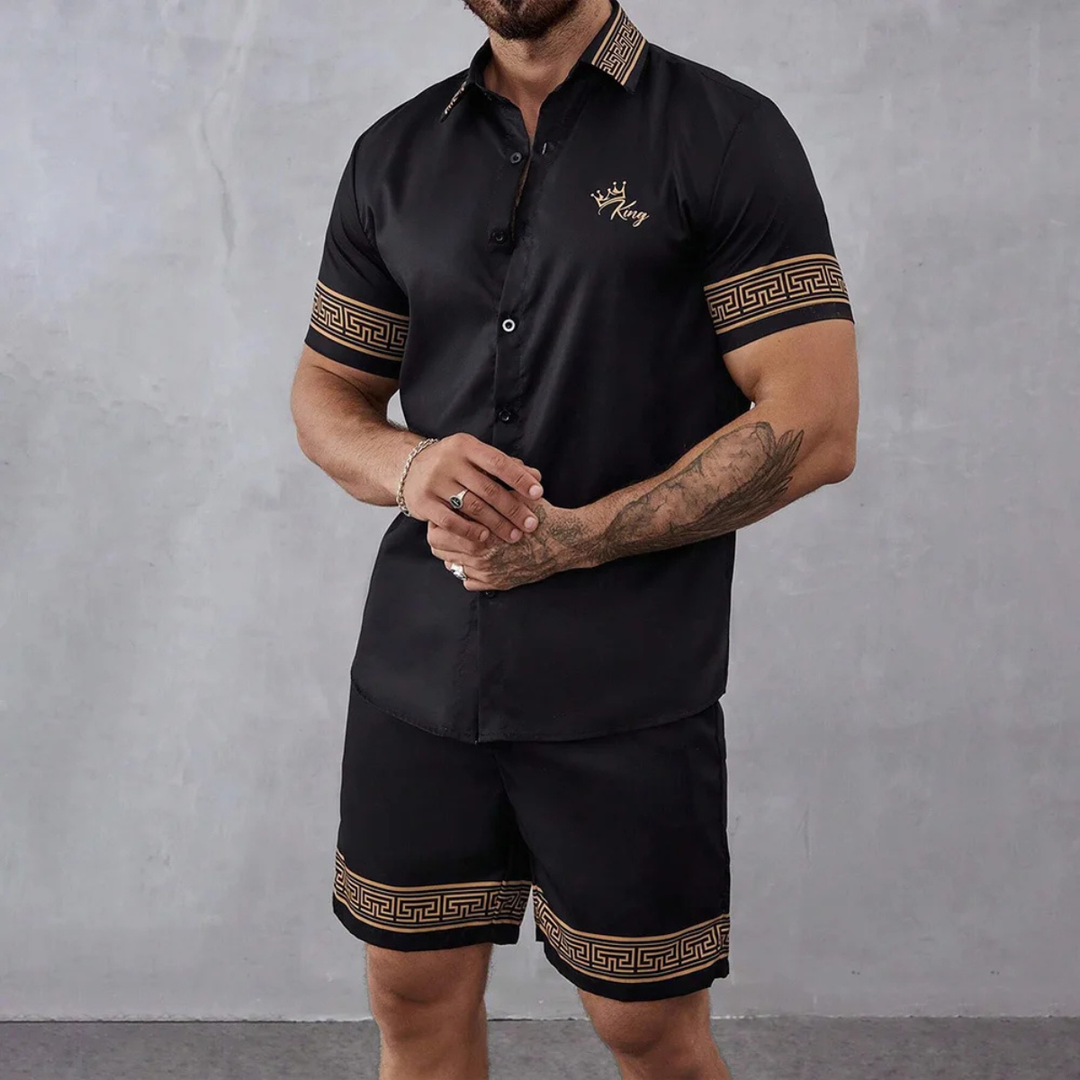 The Waterfall Park Men’s Trendy Print Set – Shirt & Short
