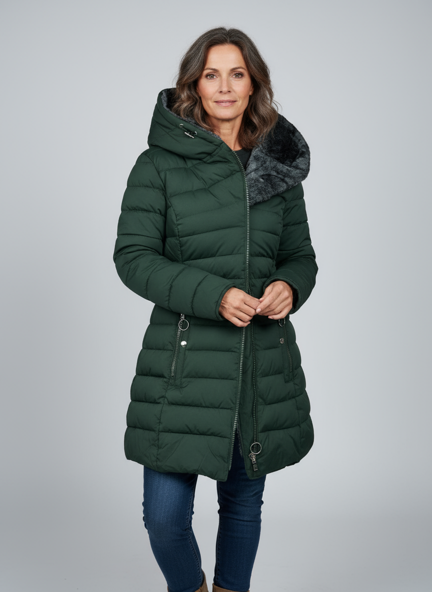 Women's Fur Hooded Puffer Coat – Long Quilted Winter Jacket