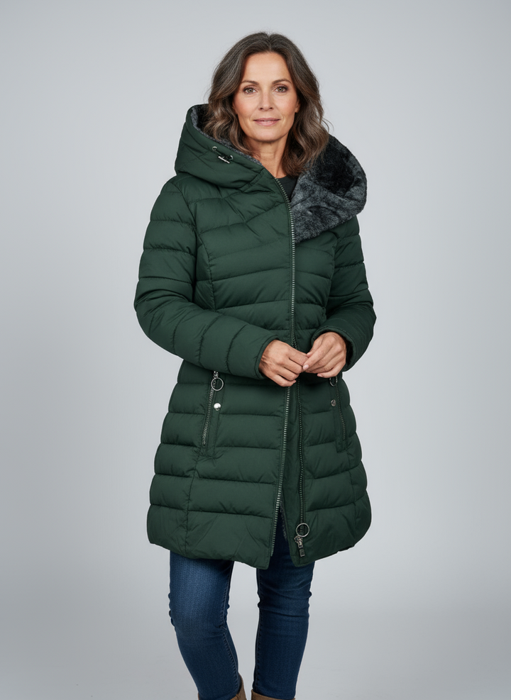 Women's Fur Hooded Puffer Coat – Long Quilted Winter Jacket