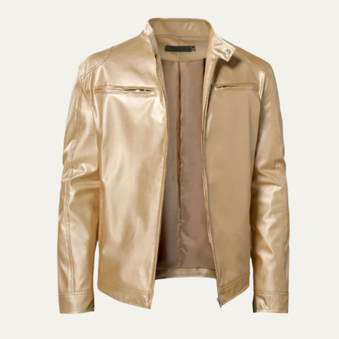 Men's Leather Jacket Burgundy Zip Up