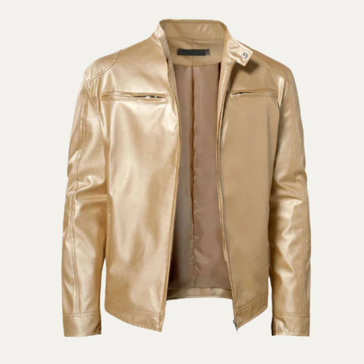 Men's Leather Jacket Burgundy Zip Up