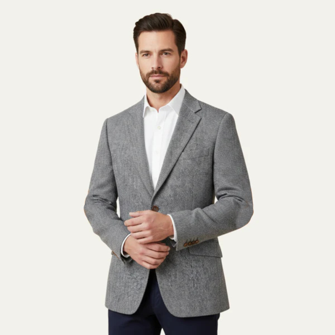 The Verona Men’s Single Breasted Herringbone Tweed Blazer