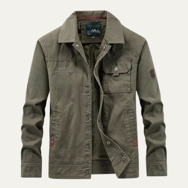 Men's Utility Jacket Beige Multi Pocket Casual