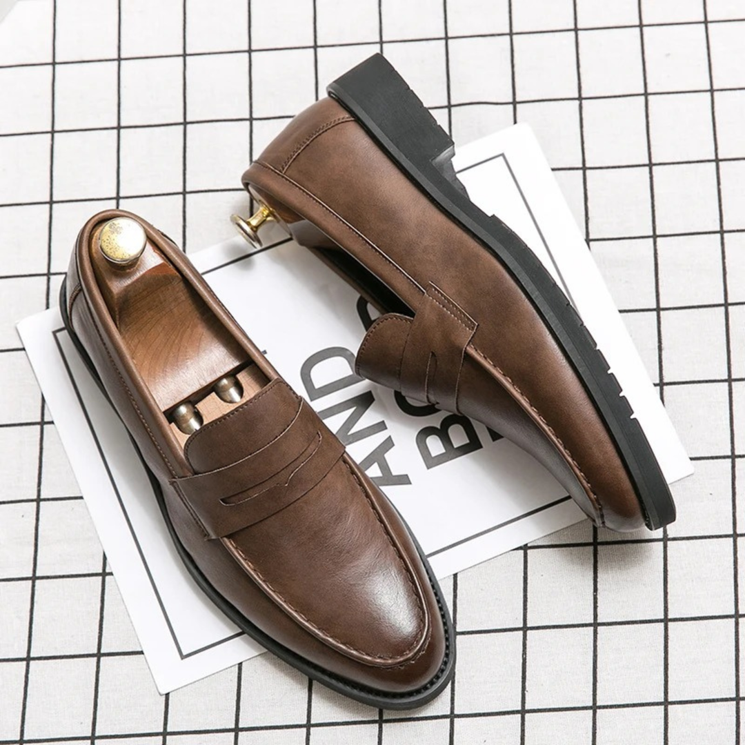 The Crestfield Men’s Soft Leather Slip On Business Loafers