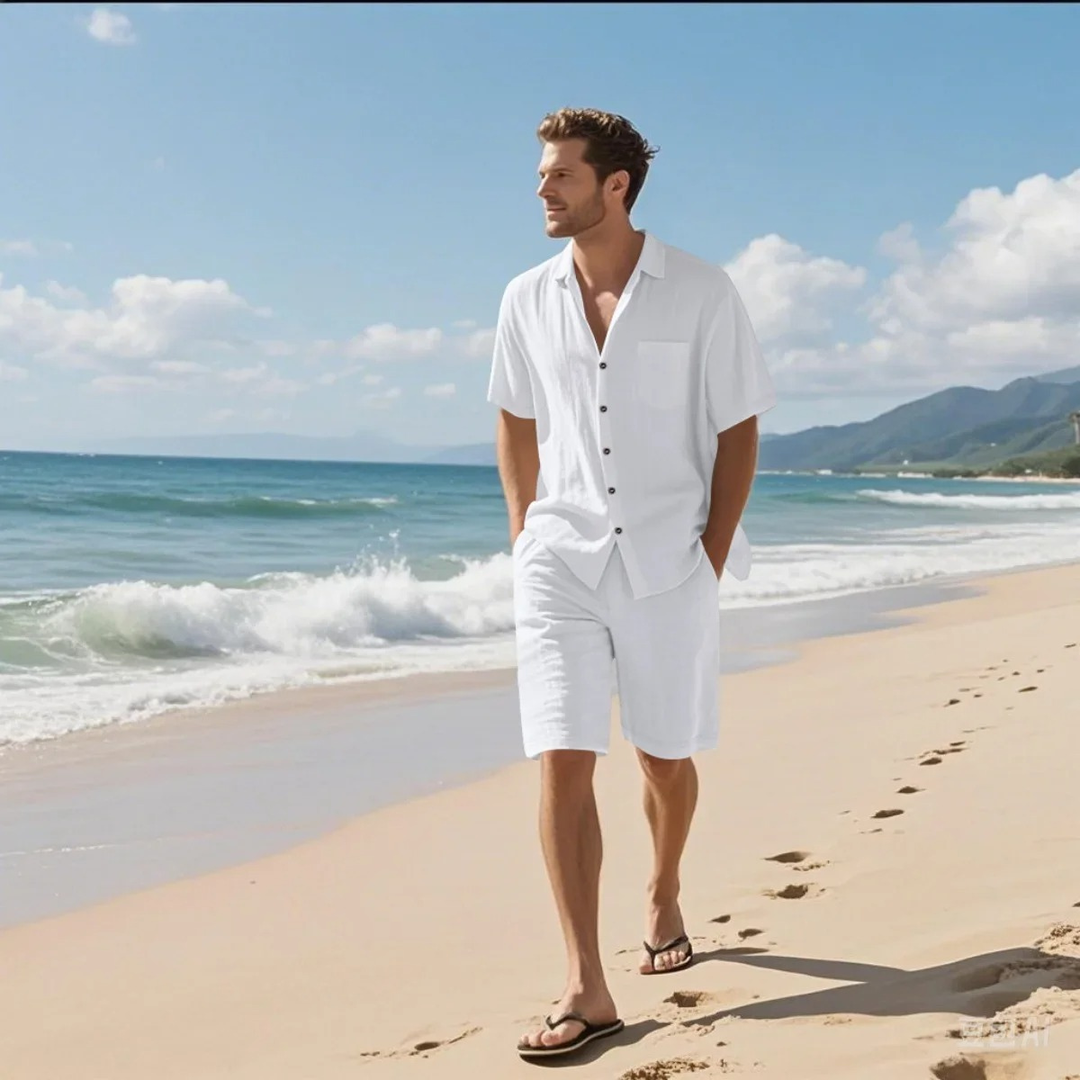 The Silverbrook Men’s Casual Retro Beach Set – Shirt & Shorts