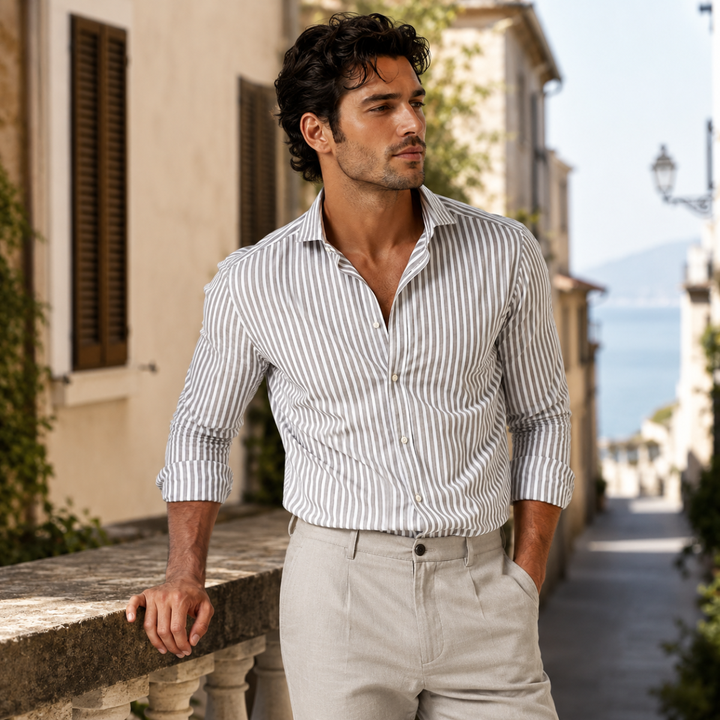 The Hilton Head Men’s Casual Smart Fit Striped Linen Shirt