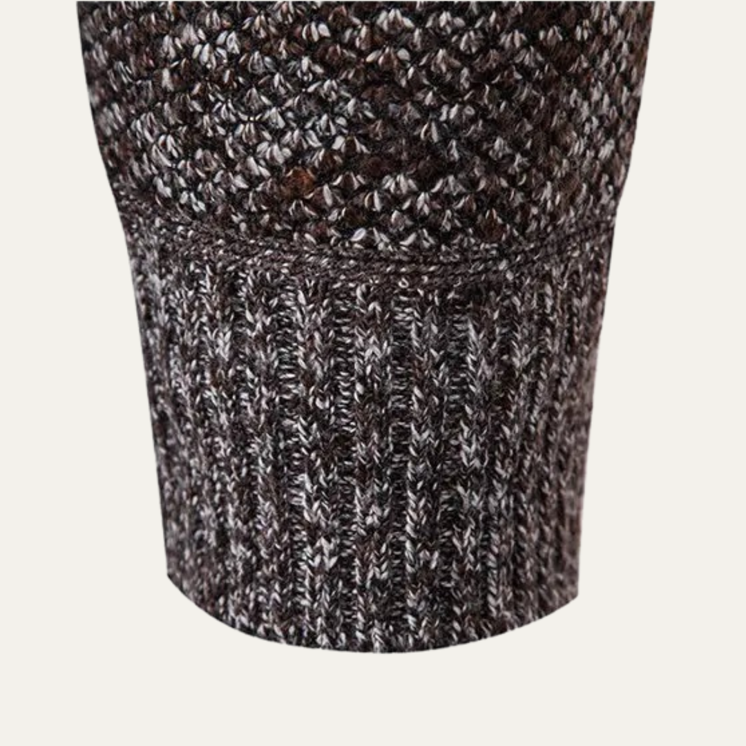 Men's Cable Knit Cardigan Charcoal Gray Diamond Pattern